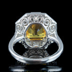 Art Deco Style Yellow Sapphire Diamond Cluster Ring 3.78ct Sapphire