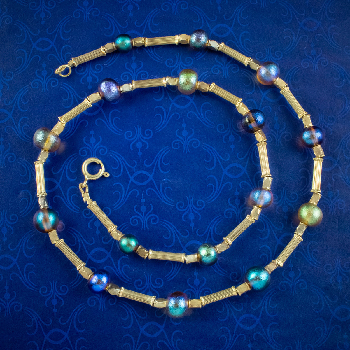 Art Deco WMF Myra Glass Necklace Sterling Silver Gold Gilt Main image