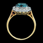 Art Deco Zircon Diamond Ring 5ct Blue Zircon 