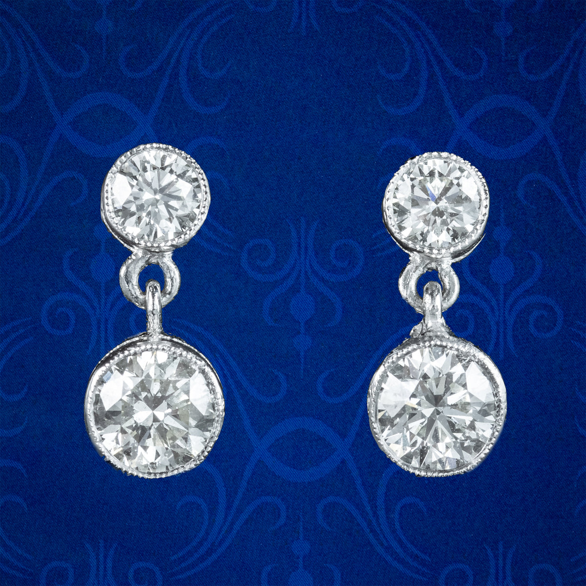 Art Deco Style Diamond Drop Stud Earrings 18ct Gold 0.80ct Diamond Main image