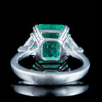 Art Deco Style Emerald Diamond Trilogy Ring 3.5ct Emerald