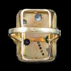 Art Deco Floral Cocktail Ring Diamond Emerald Sapphire 