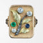 Art Deco Floral Cocktail Ring Diamond Emerald Sapphire