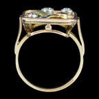 Art Deco Floral Cocktail Ring Diamond Emerald Sapphire 