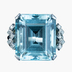 Art Deco Aquamarine Diamond Cocktail Ring 25ct Aqua