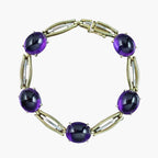 Art Deco Cabochon Amethyst Bracelet 14ct Gold