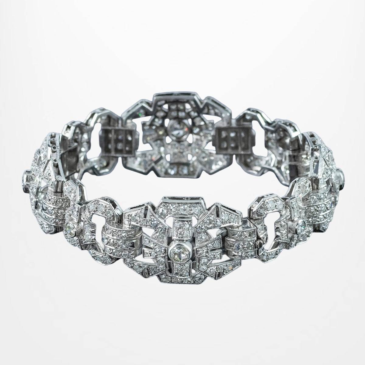 Art Deco Diamond Bracelet Platinum 9.5ct Total