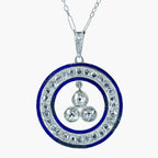 Art Deco Diamond Enamel Pendant Necklace Platinum 2.5ct Diamond