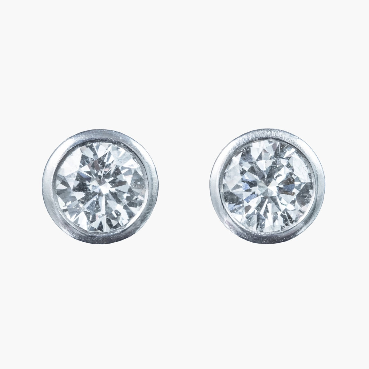 Art Deco Diamond Solitaire Stud Earrings 18ct Gold 1.2ct Total Main image