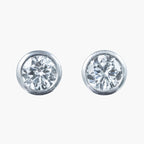 Art Deco Diamond Solitaire Stud Earrings 18ct Gold 1.2ct Total