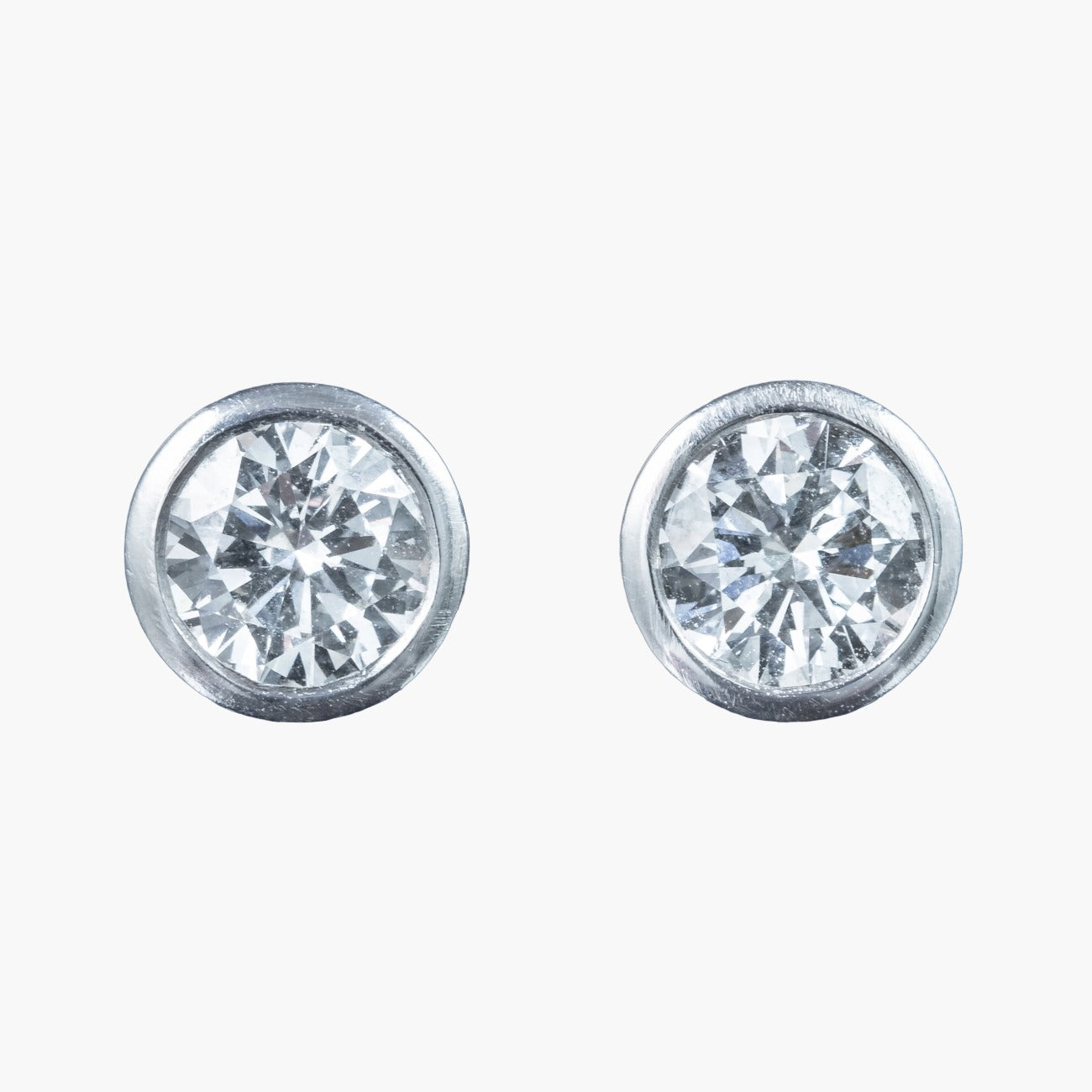Art Deco Diamond Solitaire Stud Earrings 18ct Gold 1.2ct Total