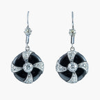 Art Deco Onyx Diamond Drop Earrings Platinum