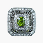 Art Deco Peridot Diamond Cluster Cocktail Ring