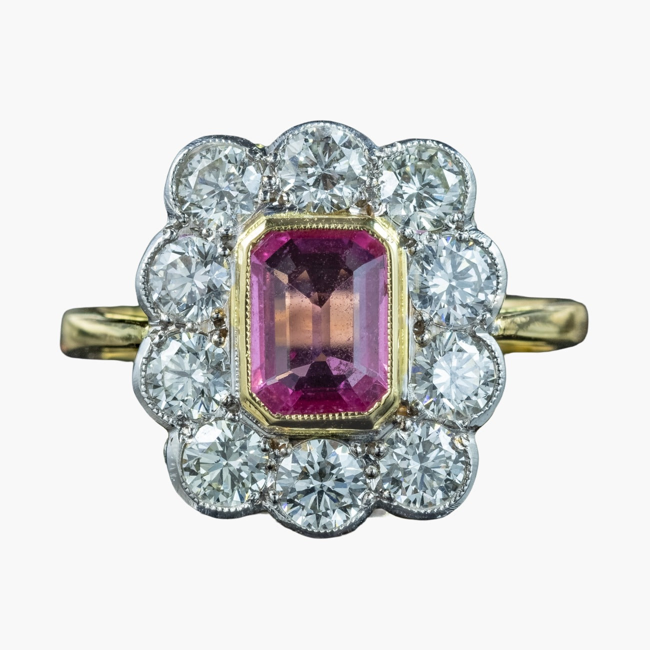 Art Deco Sapphire Diamond Cluster Ring 1.2ct Pink Sapphire Main image