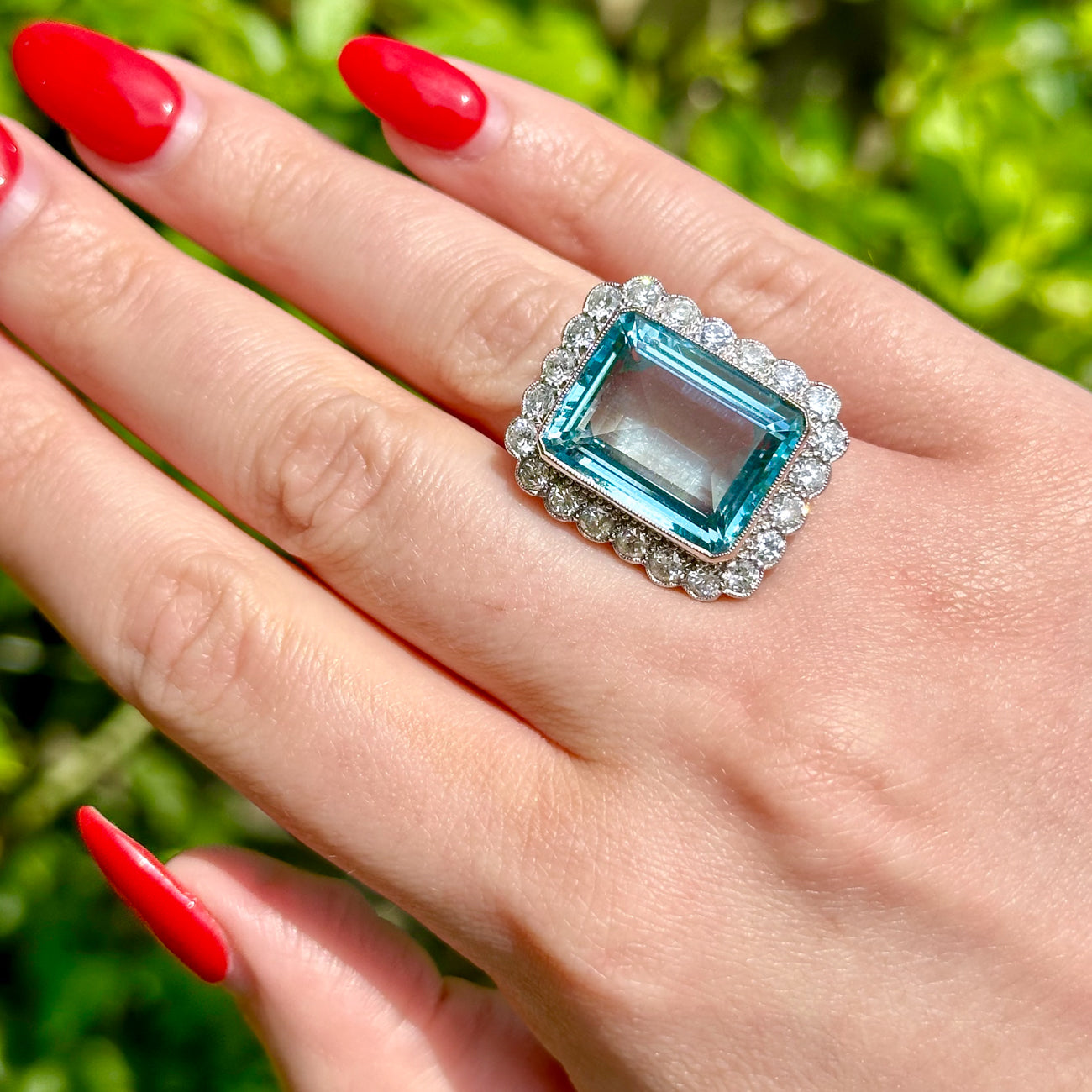 Aquamarine Diamond Cocktail Ring 16Ct Aqua 2.30Ct Diamond 18Ct White Gold Secondary image