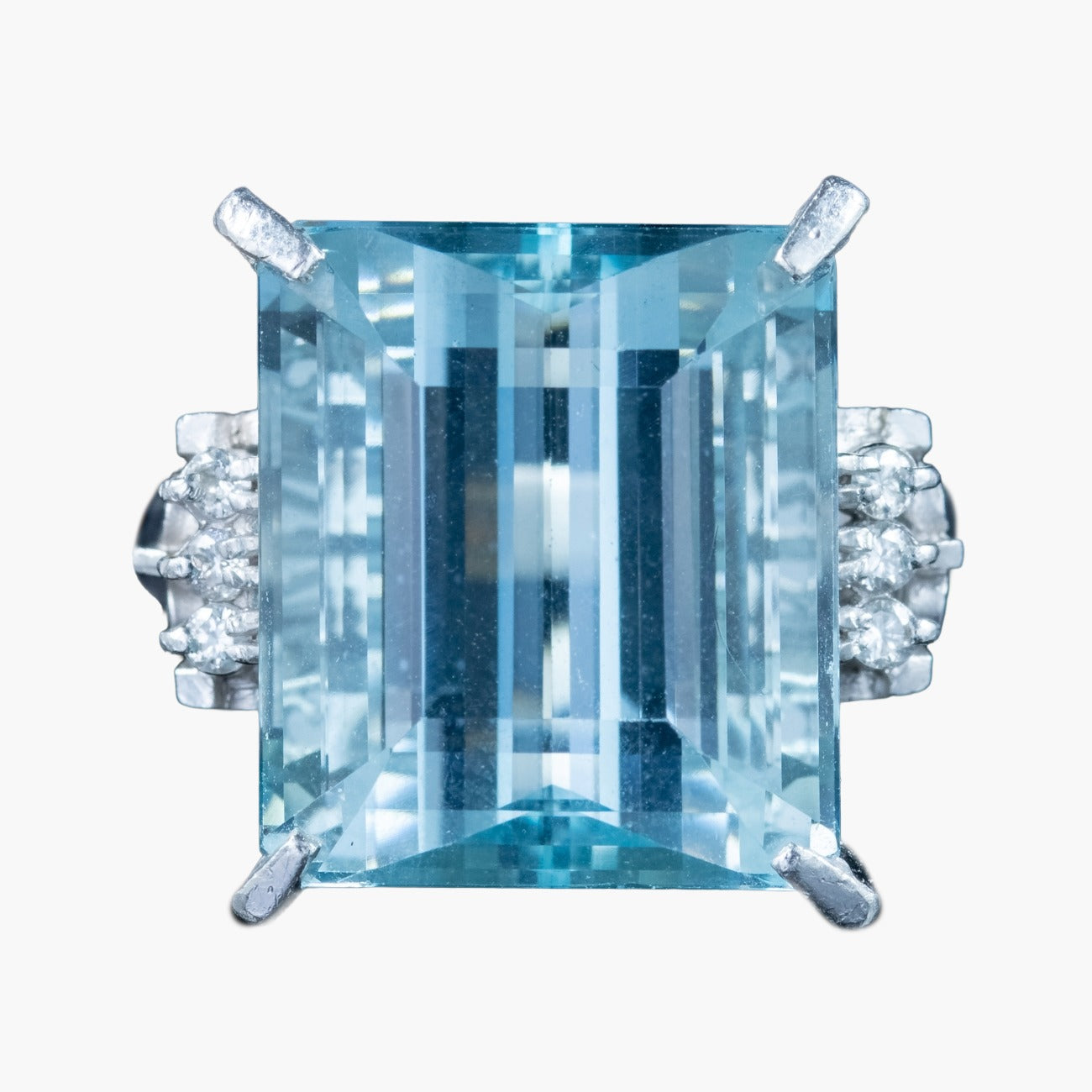 Art Deco Style Aquamarine Diamond Ring Platinum 14.88ct Aqua Main image