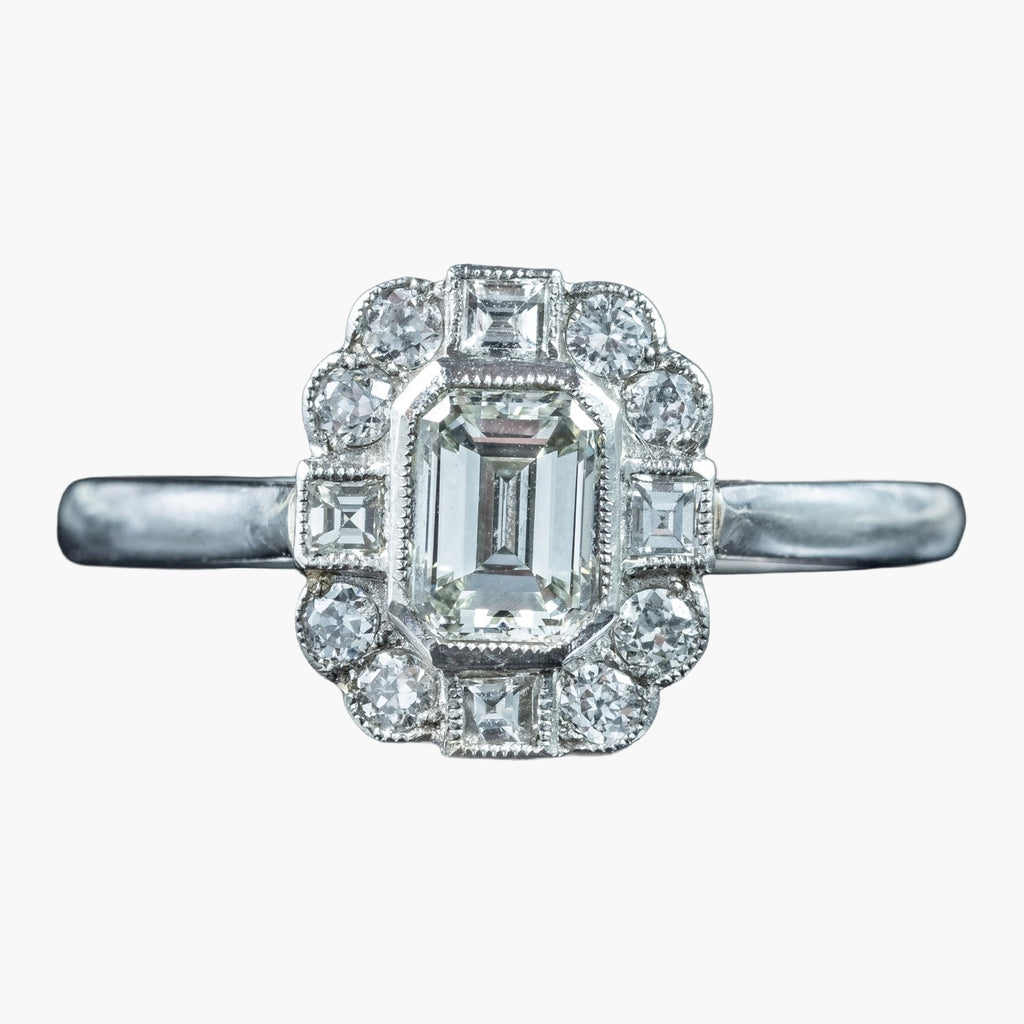 Art Deco Style Diamond Cluster Ring 1.1ct Diamond