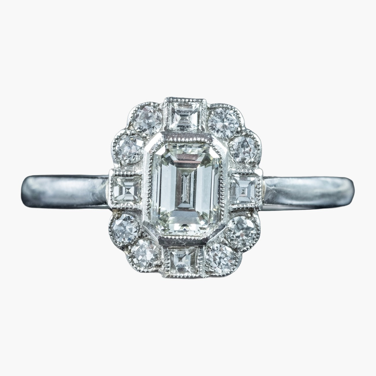 Art Deco Style Diamond Cluster Ring 1.1ct Diamond