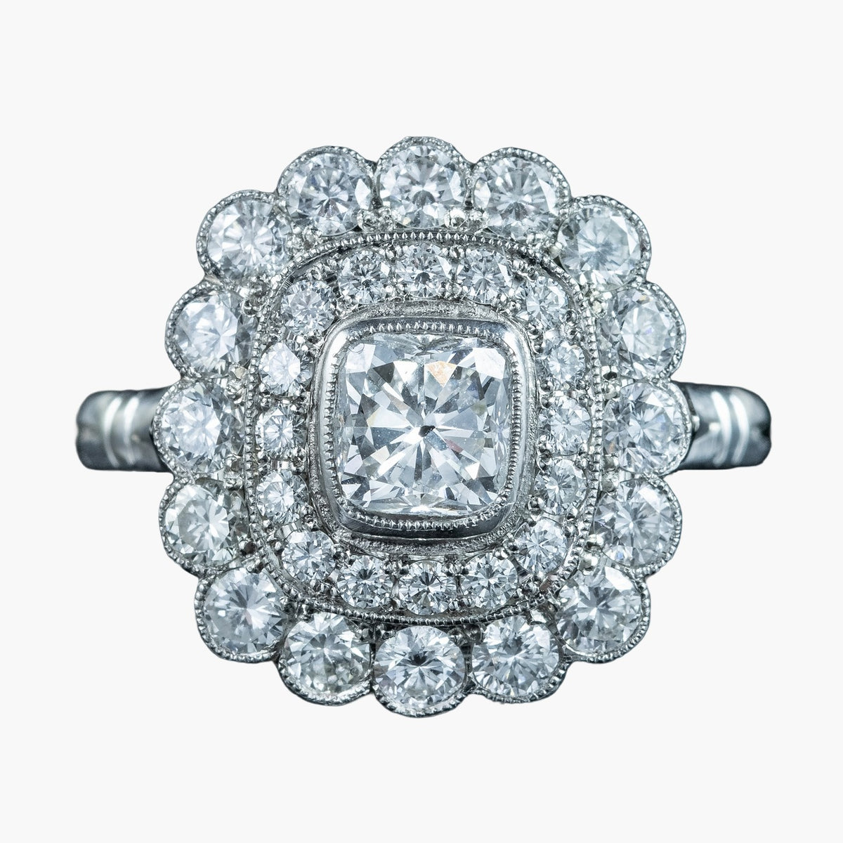 Art Deco Style Diamond Cluster Ring 2.42ct Total Main image