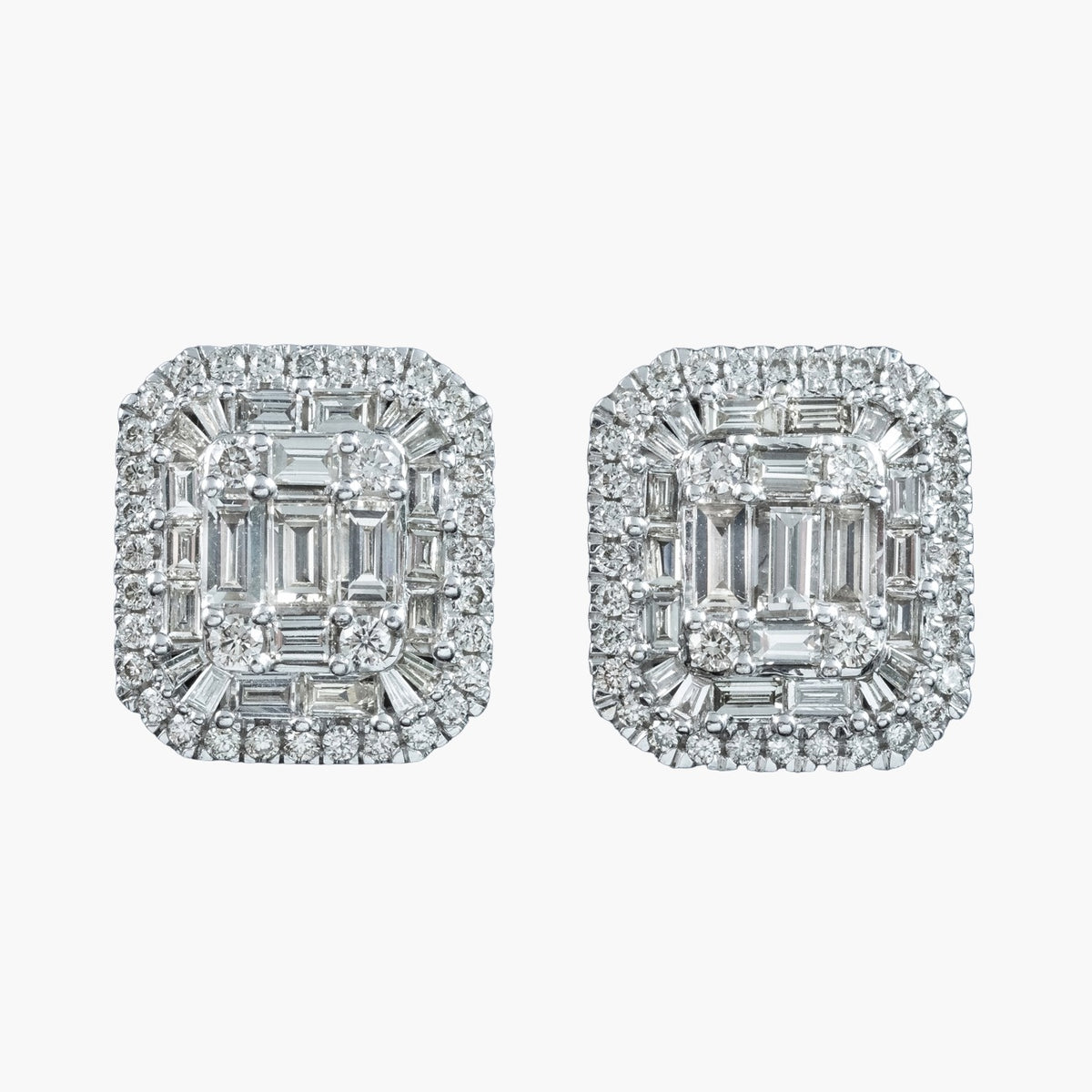Art Deco Style Diamond Cluster Stud Earrings 2.25ct Total Main image