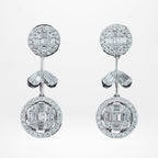 Art Deco Style Diamond Drop Earrings 18ct Gold 2.54ct Total
