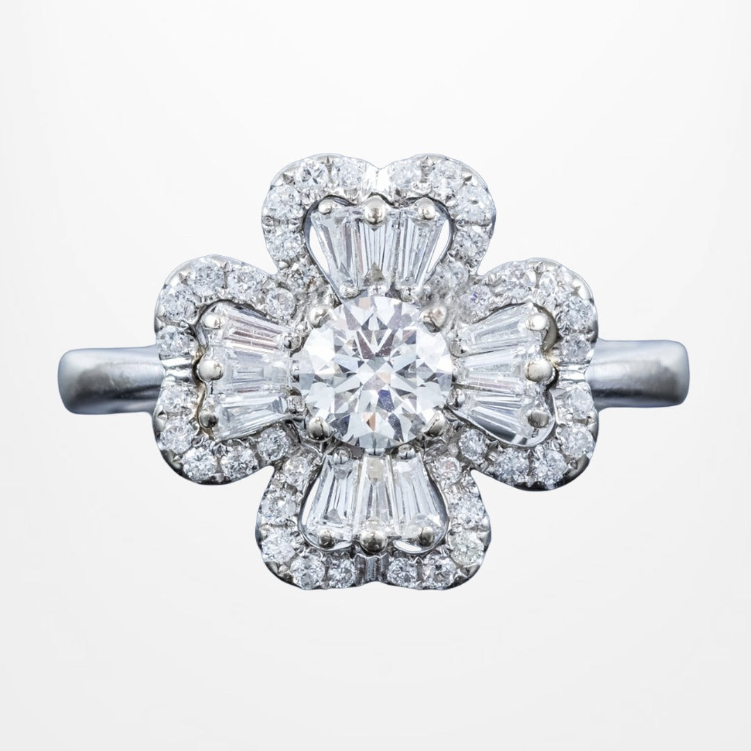 Art Deco Style Diamond Four Leaf Clover Cluster Ring 1.03ct Total Main image