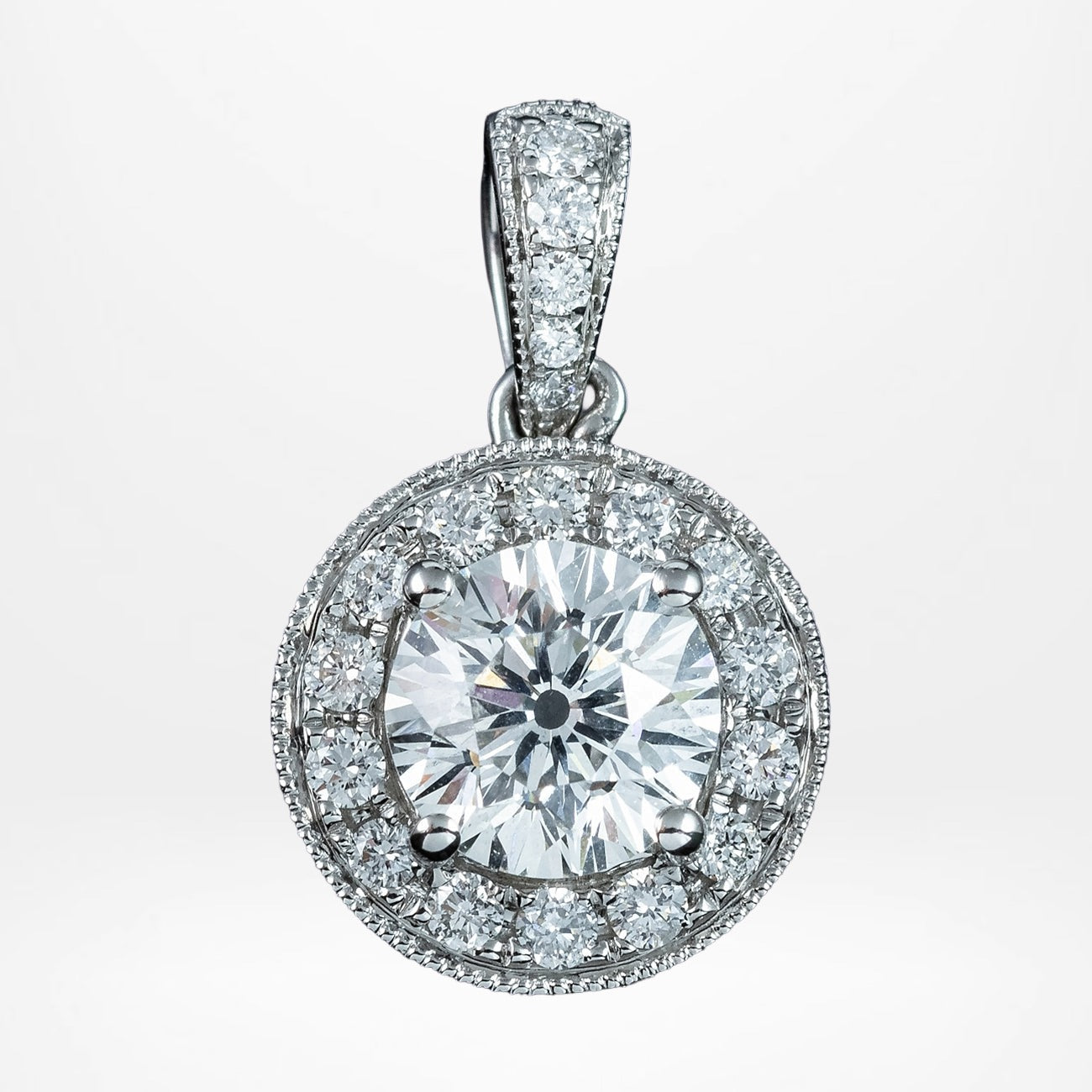 Art Deco Style Diamond Pendant 18ct Gold 1ct Lab Grown Diamond Centre Main image