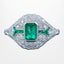 Art Deco Style Emerald Diamond Cluster Ring 0.66ct Emerald