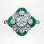 Art Deco Style Emerald Diamond Cluster Ring 1.36ct Of Diamond