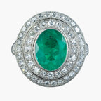Art Deco Style Emerald Diamond Cocktail Ring 2.39Ct Emerald