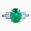 Art Deco Style Emerald Diamond Trilogy Ring 2.51ct Emerald With Cert