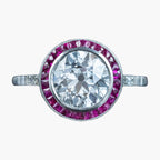 Art Deco Style Lab Grown Diamond Ruby Target Ring 2.47ct Diamond