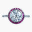 Art Deco Style Lab Grown Diamond Ruby Target Ring 2.47ct Diamond