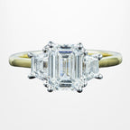 Art Deco Style Lab Grown Diamond Trilogy Ring 2.95ct Total With Cert