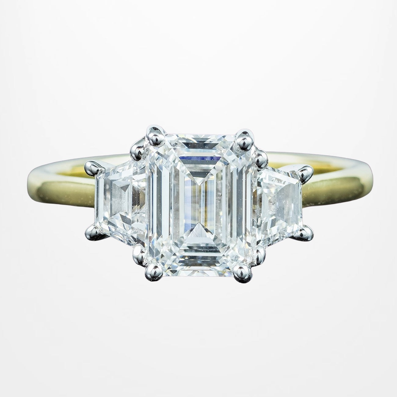 Art Deco Style Lab Grown Diamond Trilogy Ring 2.95ct Total With Cert