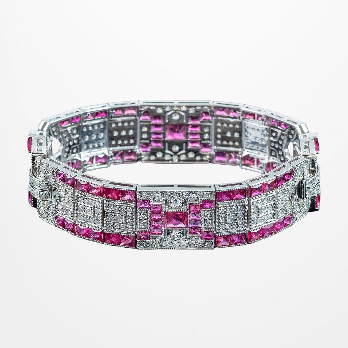 Art Deco Style Ruby Diamond Bracelet Platinum 4.34ct Diamond 10ct Ruby Main image