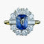 Art Deco Style Sapphire Diamond Cluster Ring 2ct Blue Sapphire