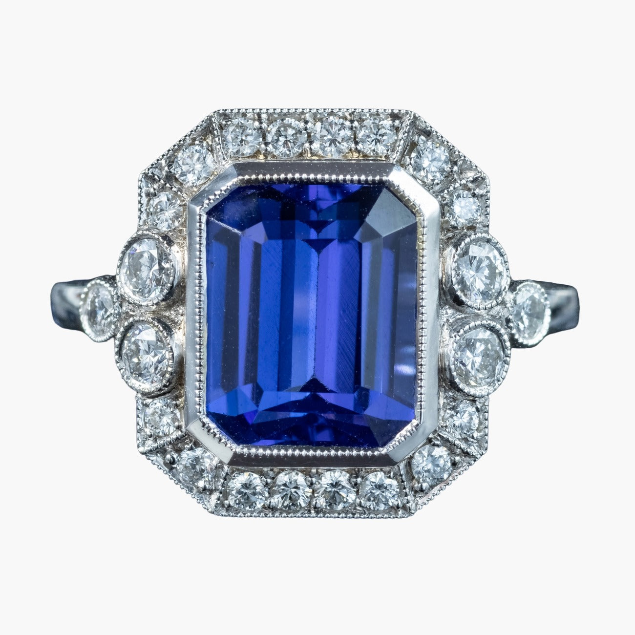 Art Deco Style Tanzanite Diamond Cluster Ring 3.55ct Tanzanite Main image