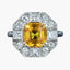 Art Deco Style Yellow Sapphire Diamond Cluster Ring 3.78ct Sapphire