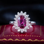 Vintage Ruby Diamond Cluster Ring 2.5ct Ruby With Box