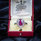 Vintage Ruby Diamond Cluster Ring 2.5ct Ruby With Box
