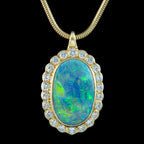 Edwardian Style Black Opal Diamond Pendant Necklace 18ct Gold Boodles