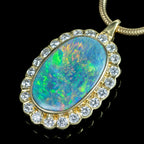 Edwardian Style Black Opal Diamond Pendant Necklace 18ct Gold Boodles