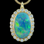 Edwardian Style Black Opal Diamond Pendant Necklace 18ct Gold Boodles