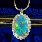 Edwardian Style Black Opal Diamond Pendant Necklace 18ct Gold Boodles