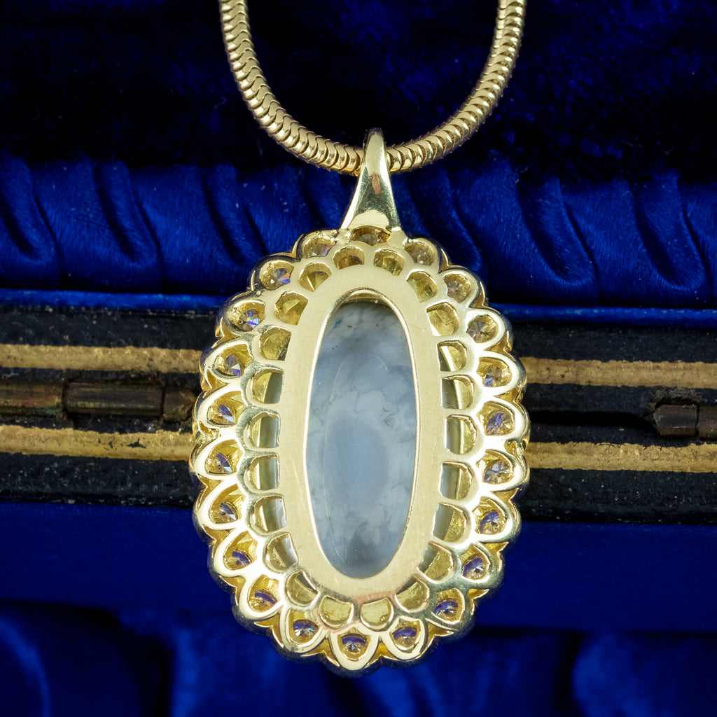 Edwardian Style Black Opal Diamond Pendant Necklace 18ct Gold Boodles