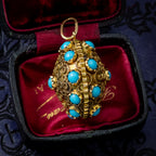  Antique Victorian Turquoise Pendant Etruscan Revival 18ct Gold