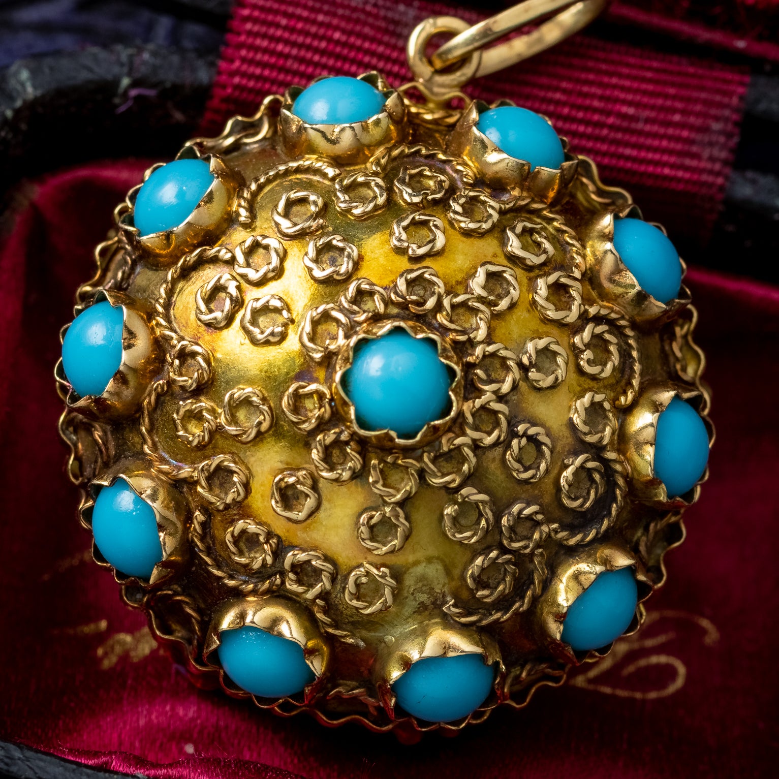 Antique Victorian Turquoise Pendant Etruscan Revival 18ct Gold Secondary image