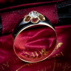 Antique Victorian Diamond Ring Black Enamel 0.50ct Diamond Solitaire 