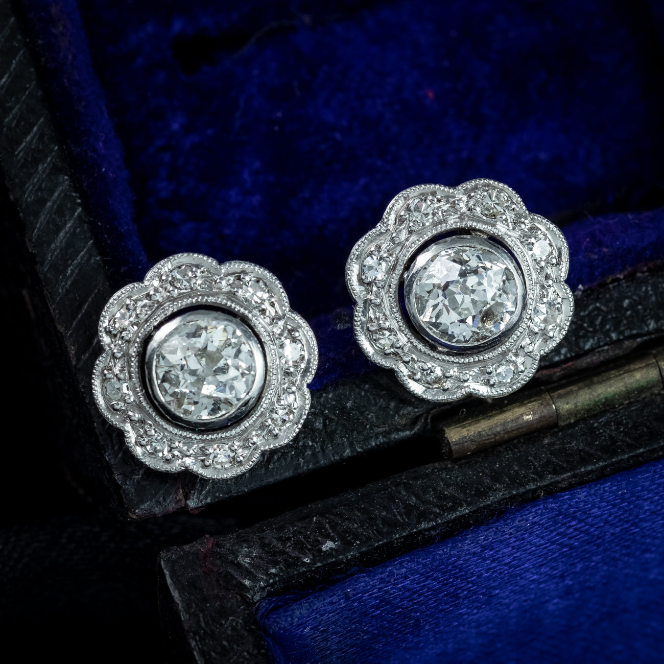 Antique Art Deco Diamond Earrings Night And Day 2.9ct Total Secondary image
